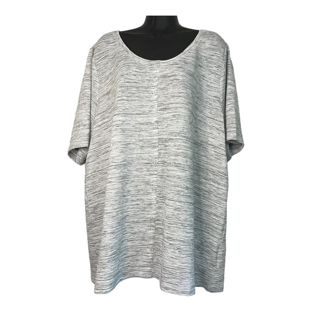 Lane Bryant 22/24 Perfect Faux Button Embellished Ribbed Knit Scoop Neck Tee